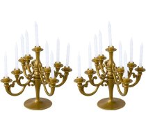Mini svečturi vintage stilā ar svecēm, svečturi, radoši svečturi, zelta krāsā, metāla, ar 5 atzariem, svečturi kāzām, dzimšanas dienai, svētkiem, 2 gab.