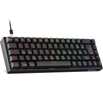 KOORUI mehāniskā tastatūra, 60% spēļu tastatūra ar 12 taustiņiem, daudzfunkcionāla poga, USB kabelis, pilna taustiņu pārbīdīšana, vācu izkārtojums, QWERTZ, Windows, MacOS, Linux, sarkans slēdzis, melns