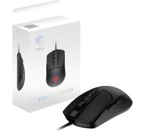 MSI Forge GM100 Gaming Mouse - 6400DPI optiskais sensors, sabalansēts 10M klikšķu slēdzis, 7 pogas, 8ms latentums, RGB LED, 108g, vadu materiāls