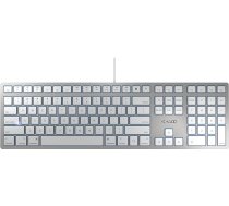 CHERRY KC 6000 SLIM FOR MAC, vadu Mac tastatūra (USB-A ports), ASV izkārtojums (QWERTY), klusināti taustiņi, plakans dizains, balta/sudraba krāsā