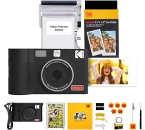 KODAK Mini Shot 2 ERA 4PASS 2-in-1 momentkameru un fotoprinteri (5,3 x 8,6 cm) + dāvanu iepakojums + 8 lapas + 30 lapu kasetne, melns