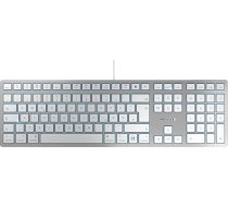 CHERRY KC 6000C priekš MAC, vadu Mac tastatūra (USB-C pieslēgvieta), vācu izkārtojums (QWERTZ), klusas taustiņi, plakans dizains, balta/sudraba krāsā