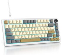 SOLIDEE vadu mehāniskā spēļu tastatūra, 75 procenti, karstā nomaiņa ar blīvējuma konstrukciju, RGB fona apgaismojums, 82 taustiņi TKL ar grozāmo pogu (82 Mica)