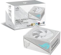 ASUS ROG Strix 1000G Aura White Edition pilnībā modulārs spēļu barošanas bloks (1000 W, Aura Sync ARGB apgaismojums, ATX 3.0, gatavs PCIe 5.0, ar 16 kontaktu kabeli, 80+ Gold sertifikāts, Lambda A+ sertifikāts)