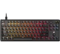 CORSAIR K70 Core TKL RGB bez taustiņu mehāniskā vadu spēļu tastatūra - MLX Red v2 lineārie slēdži, SOCD, ABS Double-Shot taustiņu vāciņi, skaņas absorbcija, 1000Hz Polling, QWERTY UK