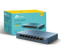 TP-Link LS108G 8 pieslēgvietu galddatora/montējams Gigabit Ethernet komutators/centrāle, tīkla sadalītājs, Plug and Play, tērauda korpuss, zaļš