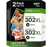 302 XL für HP 302 druckerpatronen Multipack 302XL patrone für HP Envy 4525 4520 4522 4527 4524 DeskJet 3630 3636 3636 3638 3639 OfficeJet 3830 3831 3833 (2Schwarz,2-Pack) tintenpatronen