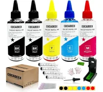 COCADEEX 500 ml tintes uzpildes komplekts, kas saderīgs ar HP tintes kasetnēm 308, 308e, 308XL, darbojas ar Envy 6122e 6532e 6520e 6132e 6530e 6120e 6110e 6558e 6130e printeri