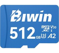 Biwin MS210 MicroSD UHS-I atmiņas karte 512GB - nolasīšana līdz 210MB/s - A2 V30 U1 Class 10 4K UHD video ierakstīšanai no viedtālruņiem/tabletiem/digitālajām kamerām Canon Sony