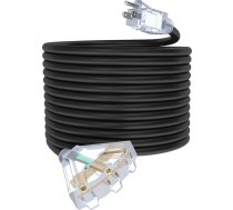 12/3x3m Āra 3 kontaktu pagarinātājs Ūdensizturīgs 15A 12AWG 1875W SJTW ETL sertificēts 3 kontakti