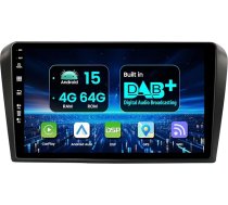 Autoradio Android 15 priekš Mazda 3 (2003-2009) Iebūvēts DAB+ Bezvadu Carplay/Android Car/DSP -4G+64G - Kamera + Mikrofons - 9 collu IPS 2 DIN stūres rata vadība RDS WiFi BT DAB 360 kamera