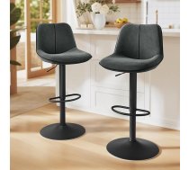 VASAGLE LJB188G01 Bar Stools Set of 2 Bar Chairs Height Adjustable Rotating Kitchen Stools with Ergonomic Backrest Velvet for Kitchen Island Home Bar Modern Anthracite Grey