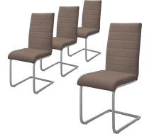 ML-Design Dining Room Chairs, Set of 4, Brown, Swing Chair, Cantilever Chair with High Backrest, Ergonomic Kitchen Chairs Made of Faux Leather & Metal, Modern Upholstered Chair for Dining Table and
