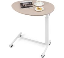 RELAX4LIFE Side Table, Height Adjustable, Coffee Table, C-Shape with Wheels, Laptop Table, 75 kg, Static Load, Metal Frame for Living Room, Bedroom, Office, 76 x 50 x 74-108 cm, Light Pink + White