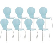 CLP 8 x Diego Stackable Chairs, Ergonomic Conference Chairs with Wooden Seat and Metal Frame, Stackable Chair with Easy-Care Seat, Colour: Light Blue