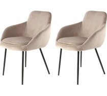 Velvet Chair Set of 2 Chairs Retro Upholstered Chair with Armrest with Removable Cushion Modern and Ergonomic for Dining Room Lounge Cream Taupe