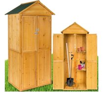 tectake koka dārza skapis, āra skapis, izturīgs pret laikapstākļiem, 80,5 x 60 x 213,5 cm, instrumentu skapis ar 2 plauktiem, terases skapis, balkona skapis, instrumentu nojume, dārza mēbeles
