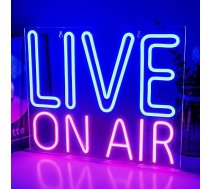 Looklight Live On Air Neon Sign Blue Pink Neon Sign burti LED neona gaismas sienas apdare studija guļamistaba rotaļu istaba partija Word Light Sign USB barošana