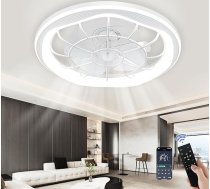 Griestu ventilators ar apgaismojumu Balts kluss, Griestu ventilators ar tālvadības pulti, Griestu gaisma ar ventilatoru 50 cm, Griestu ventilatori ar apgaismojumu un taimeri, Lampa ar ventilatoru