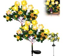 Solarbetriebene Gartenblumen-Lichter mit realistischen künstlichen Blütenblättern, wetterfest, für Garten, Hof, Terrasse, Cimeti Gelb, 2 Stück