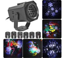 LED-Weihnachtsor, Weihnachts, Weihnachtsdekorat, DJ, Disco, Party, Beleuchtung, Schneeflockenlampe, 6 Musterkarten(A Style)