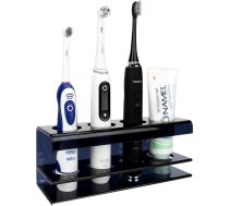 Linkidea Elektriskās zobu birstes turētājs dušai Akrila 4 slotu pults organizators elektriskajai zobu birstei un zobu pastai, saderīgs ar Oral-B iO Series, Philips Sonicare, 7AM2M (melns)