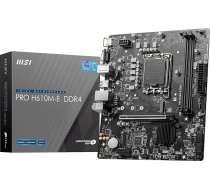 MSI PRO H610M-E DDR4 pamatplate, Micro-ATX - Atbalsta Intel 12. paaudzes Core procesorus, LGA 1700-2X DIMM (3200 MHz), 1x PCIe 4.0 x16 ligzda, 1 x M.2 Gen3, USB 3.2 Gen1, 1G LAN, HDMI 1.4 un VGA