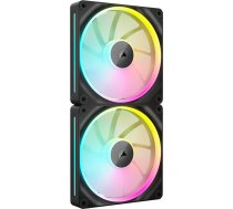 CORSAIR iCUE LINK LX140 RGB 140 mm PWM ventilatoru dubultpakete - divas gaismas cilpas - iekļauts iCUE LINK sistēmas mezgls - CORSAIR AirGuide tehnoloģija - melns