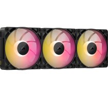 CORSAIR iCUE LINK RX120 MAX RGB 120 mm PWM biezais ventilators ar iCUE LINK sistēmas centru - augsts statiskais spiediens - magnētiskais kupola gultnis - trīskāršs komplekts - melns