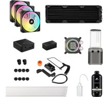 CORSAIR Hydro X sērijas iCUE LINK XH405i pielāgotais dzesēšanas komplekts - Hardline ūdens dzesēšanas shēma - XC7 ELITE CPU ūdens dzesētājs - XD5 ELITE D5 sūknis - 3x QX120 RGB ventilatori - tērauda pelēks