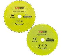 Saxton TCT255MXAPRO profesionālās sērijas ripzāģa asmens 255 mm 60 un 100T x 30 mm urbums 16, 20, 25 mm un 25,4 mm samazinājuma gredzeni Saderīgs ar Evolution Festool Bosch Makita Dewalt