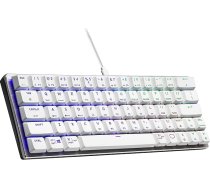Cooler Master SK620 vadu spēļu tastatūra - kompakts 60% izkārtojums, plakani mehāniskie slēdži, RGB apgaismojums katrai pogai, vadība kustībā - QWERTZ, vācu tastatūra, sudraba/balta krāsā