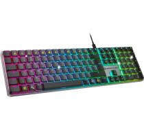 EMPIRE GAMING K243 Slim Low Profile Aluminium Mechanical Gaming Keyboard Wired DE (QWERTZ), 111 taustiņi USB-C noņemami, MX Red, RGB 24 efekti, NKRO, saderīga ar PC un konsolēm