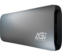 AGI ED198 1TB portatīvais 1TB SSD, USB-C USB 3.2 Gen 2 ārējais NVMe cietvielu disks, nolasīšanas ātrums līdz 1050MB/s, saderīgs ar PC, Windows, Mac, Linux un Android - dzelzs pelēks