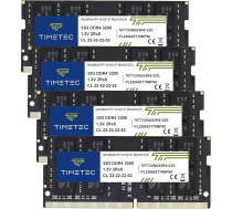 Timetec 128 GB komplekts (4 x 32 GB) DDR4 3200 MHz PC4-25600 Non-ECC Unbuffered 1.2 V CL22 2Rx8 Dual Rank 260 Pin SODIMM saderīgs ar AMD un Intel spēļu portatīvo datoru piezīmjdatoru datoriem
