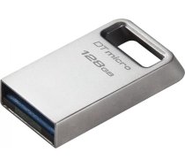 Kingston DataTraveler Micro USB zibatmiņas karte 128GB 200MB/s Metal USB 3.2 Gen 1 - DTMC3G2/128GB, sudraba krāsā