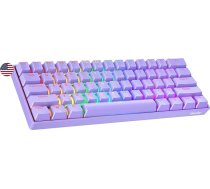 Geeky GK61 SE 60% mehāniskā spēļu tastatūra, 61 taustiņš, daudzkrāsains RGB LED fona apgaismojums PC/Mac spēlētājiem, ANSI ASV amerikāņu izkārtojums (lavandas krāsā, mehāniskā ātrgaitas dzeltena)