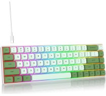 Mehāniskā spēļu tastatūra SOLIDEE 65% - 68 taustiņi, kompakta, RGB fona apgaismojums, QWERTY, sarkans slēdzis Win/Mac PC klēpjdatoram (68 Matcha)