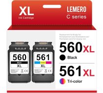 Lemero 560 561XL kasetnes, kas saderīgas ar Canon printeru kasetnēm 560 561 XL Multipack PG-560 CL-561, kas paredzētas Canon Pixma TS5350 TS5351 TS5352 TS5353 TS7451 printeriem (melna/krāsaina, 2 gab.)