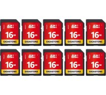 GIGASTONE 16GB SDHC atmiņas karte 10-Pack līdz 80MB/s priekš Canon Olympus Foto Video Mūzika UHS-I U1 Class 10 SD karte
