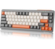 ZIYOU LANG ×FREEWOLF M68 TKL bezvadu spēļu tastatūra, 3 režīmu kompakta membrānas tastatūra 2.4GHz/BT5.1/USB-C, 19 taustiņi, aizsargā pret pārklāšanos, sfēriskie taustiņi, uzlādējama 2000mAh - oranži pelēka