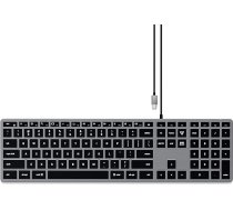 SATECHI Slim W3 vadu tastatūra ar aizmugurējo apgaismojumu, ciparu tastatūru, ASV QWERTY izkārtojums, USB-C pieslēgvieta - MacBook Air & Pro M5 M4, Mac Mini, iPad Air & Pro, iMac un citiem - kosmosa pelēka