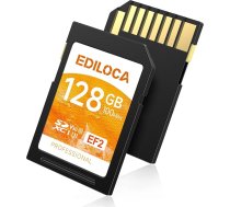 EF2 UHS-I atmiņas karte 128 GB, nolasīšana 100 MB/s, ierakstīšana 90 MB/s, C10, U3, V30, Full HD un 4K video, SD karte profesionāliem fotogrāfiem