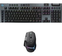 Logitech G G G915 X LIGHTSPEED zema profila bezvadu spēļu tastatūra, dubultā šāviena PBT taustiņi, GL Brown Tactile, PC/Mac, DEU QWERTZ & G502 X PLUS LIGHTSPEED bezvadu RGB spēļu pele - melna
