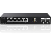 Tenda TEM2007X 2,5 Gbit komutators ar 5X 2,5G pieslēgvietām un 2x 10G SFP+ pieslēgvietām, nepārvaldāms 2,5 gigabitu Ethernet LAN komutators (Plug and Play, bez ventilatora, uzstādāms uz galda/uz sienas, metāla korpuss, melns)