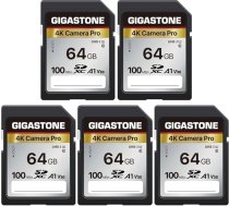 GIGASTONE 4K Camera Pro 64GB SDXC atmiņas karte ar ātrumu līdz 100MB/s Canon Olympus digitālajām kamerām, 4K UHD video ierakstīšana UHS-I U3 V30 Class 10