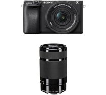 Sony Alpha 6400 APS-C bezspoguļa kamera ar 16-50 mm objektīvu (ātra 0,02 sekundes automātiskā fokusēšana ar acu noteikšanu, 4K video un noliekts displejs videoreportāžu uzņemšanai) + SEL55210