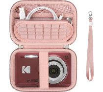 Pārnēsāšanas futrālis, kas saderīgs ar Kodak PIXPRO FZ55 / FZ53 / FZ45 / FZ43 16MP digitālo kameru, videoreportāžas kameras turētājs, somiņa ar tīklveida kabatu USB kabelim, akumulatoram, SD kartei, rozā zelts