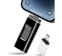 128 GB USB zibatmiņas disks iOS/Android/PC, bez lietotnes, USB 3.0 atmiņas karte, planšetdatoram/iPhone/Mac, ārējā krātuve fotoattēliem un video, melns