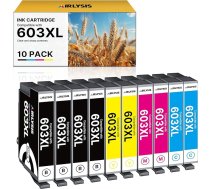AIRLYSIS 603XL daudzpaku tintes kasetne Epson 603 XL Expression Home XP-2100 XP-2105 XP-2150 XP-2155 XP-3100 XP-3150 XP-3155 XP-4100 XP-4100 XP-4150 WF-2810 (10 gab.)